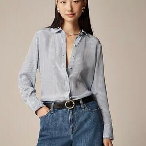 NWT J.Crew Striped Crepe de Chine Button-Up Blouse – Size XXS